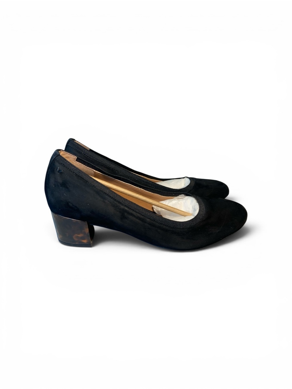 Vionic Black Suede Low Block Tortoise Heel Pumps